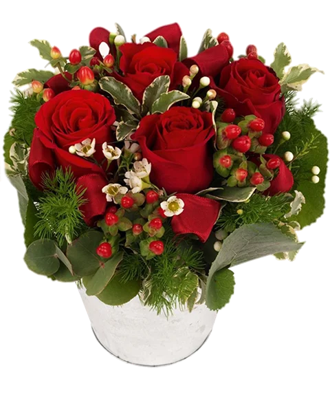 Composizione di rose rosse